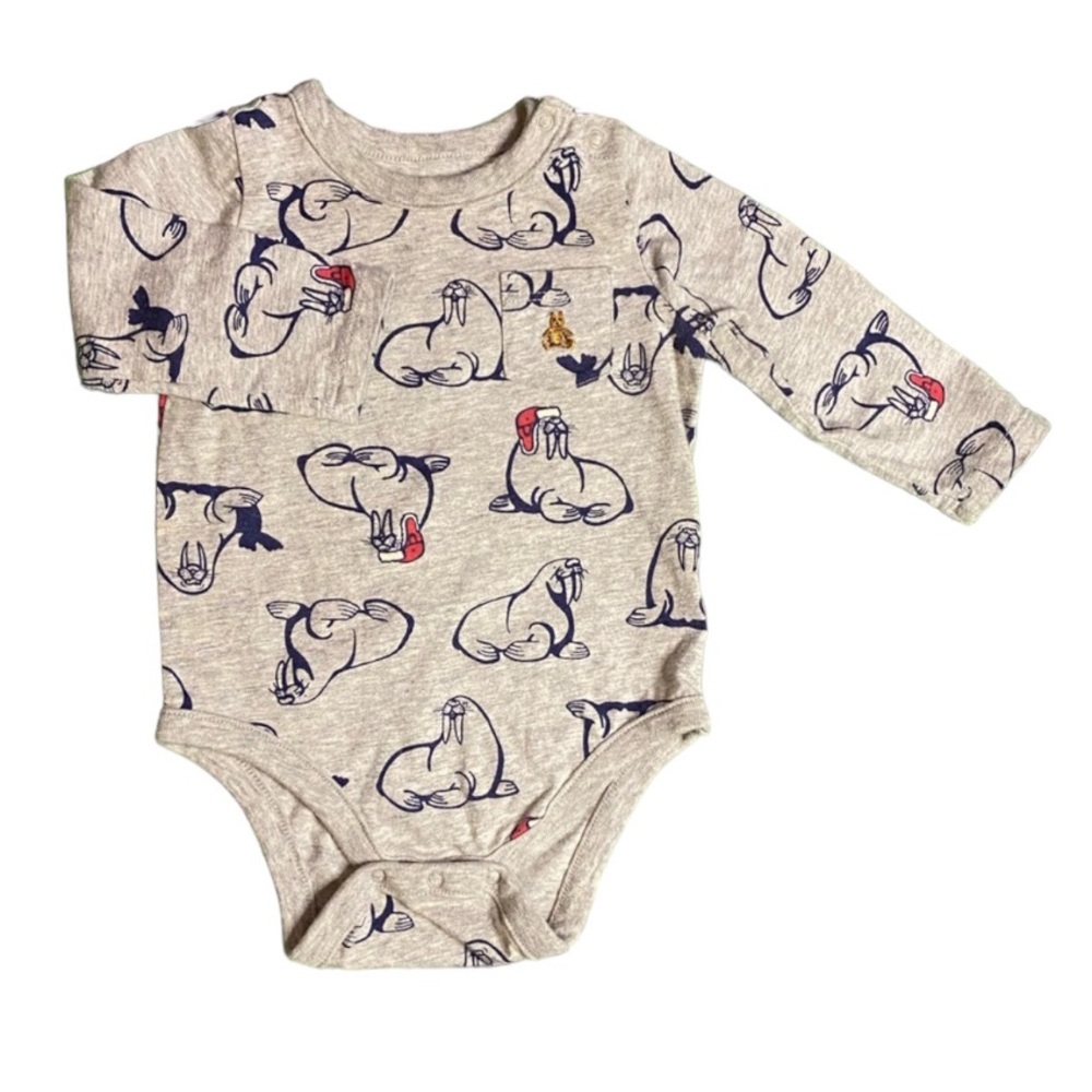 Baby Gap Winter Walrus Organic Cotton Mix & Match Onesie Bodysuit Long Sleeve